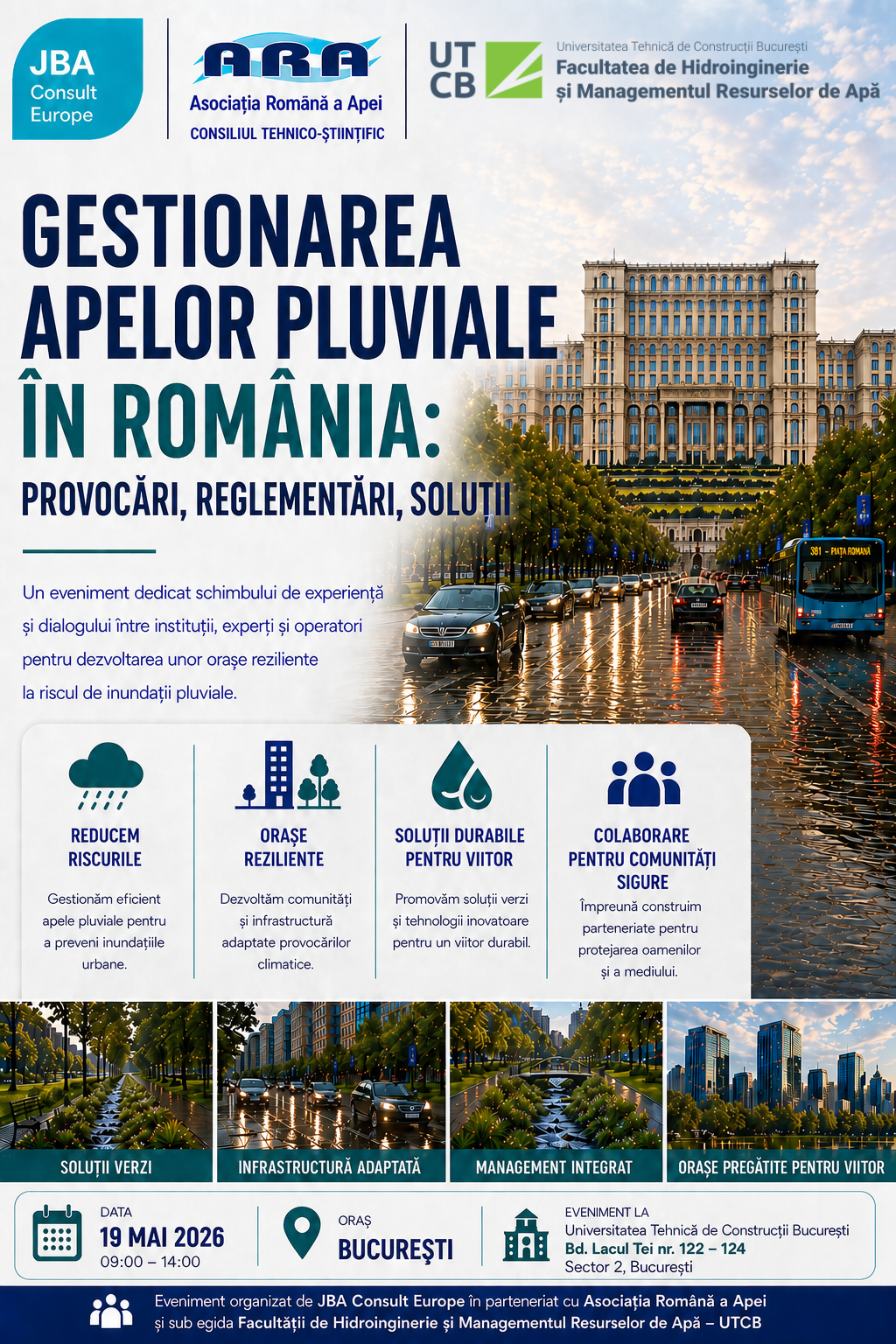 Poster Workshop Gestionarea apelor pluviale în România provocări, reglementări, soluții